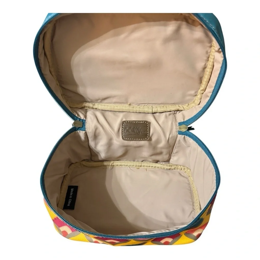 Catchfly Studio Floral Cosmetic Bag Travel Case – Yellow/Teal – NWT